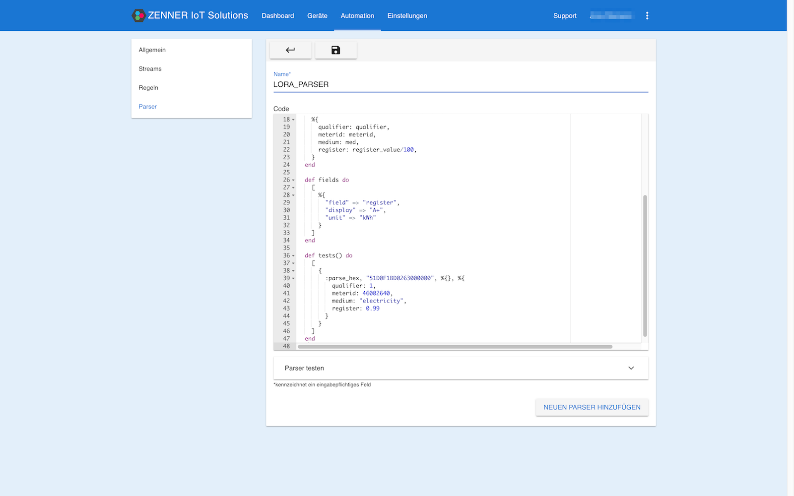 Screenshot aus ELEMENT - Parser